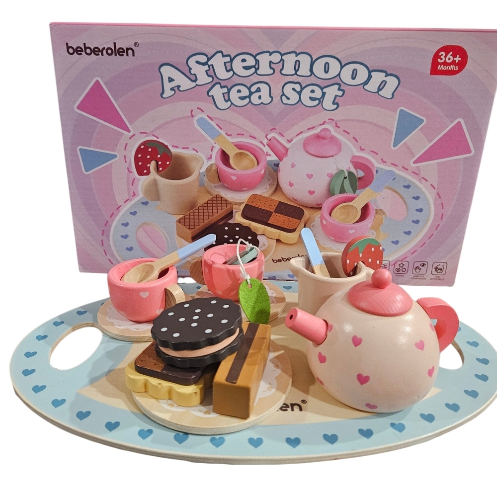Pink Afternoon WOODEN Tea Set for Kids